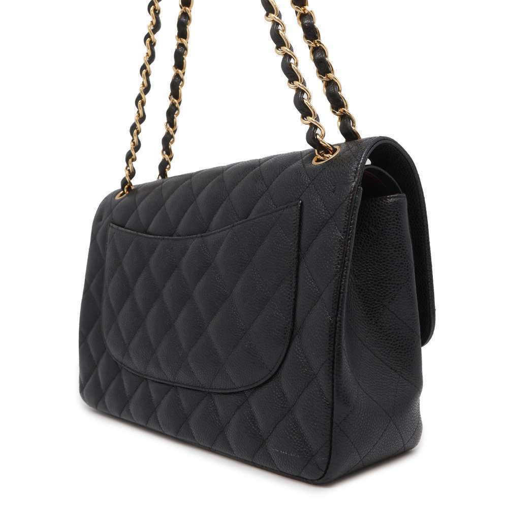 Chanel 30 Black Mark Shoulder Coco Skin Caviar Bag Matelasse